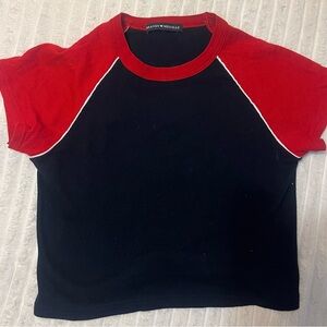 Brandy Melville Red and Black Short Sleeve Tee